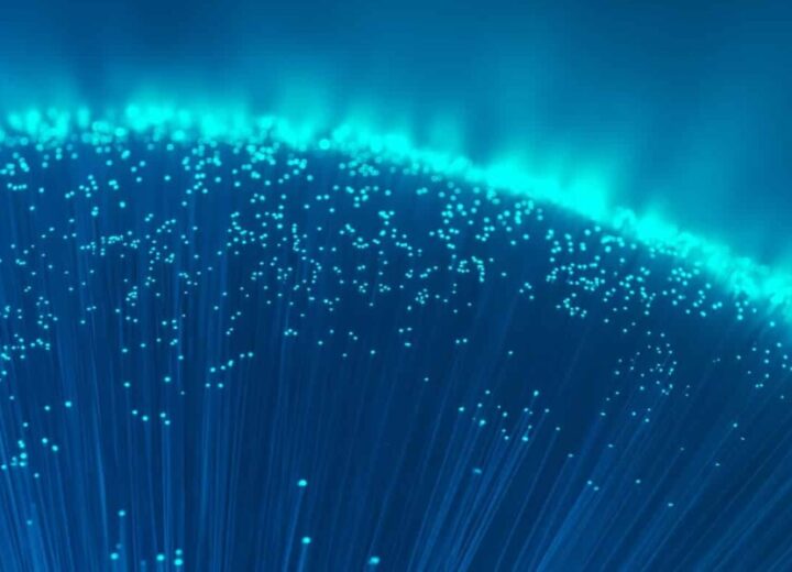 Glowing Blue Abstract Digital Landscape