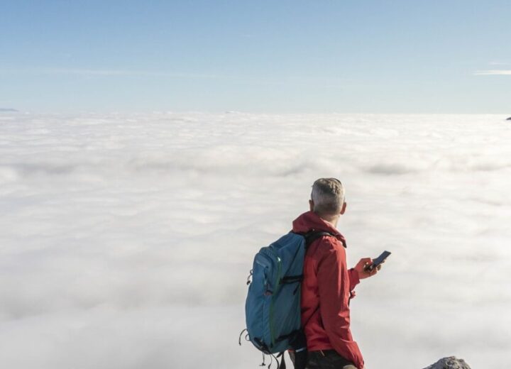Hiker Above Clouds, Scenic View.