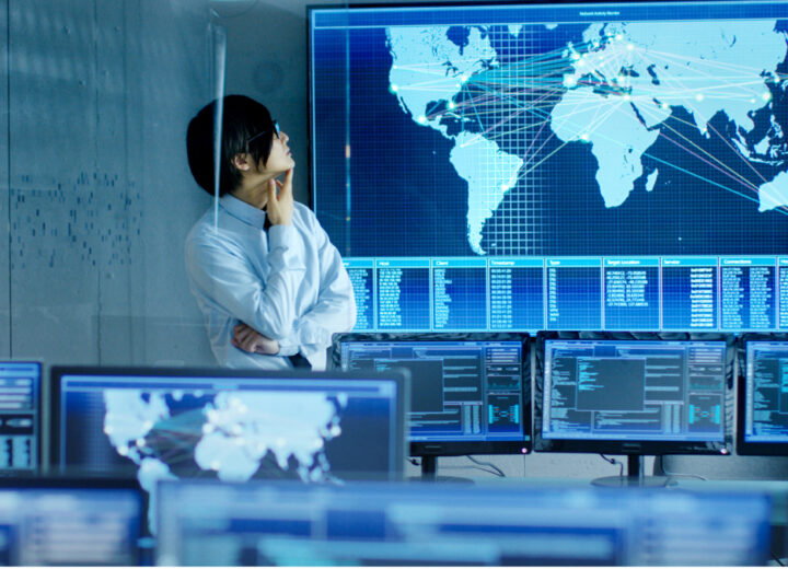 High-Tech Control Room With Screens