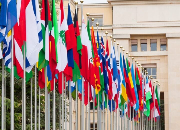 Flags Representing Various Countries Outdoors.